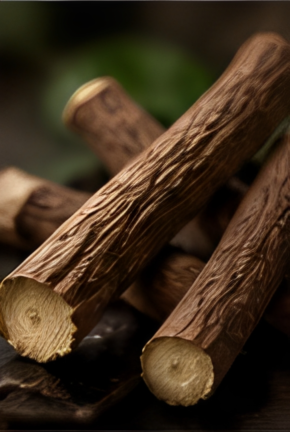 Stack of rustic wooden branches