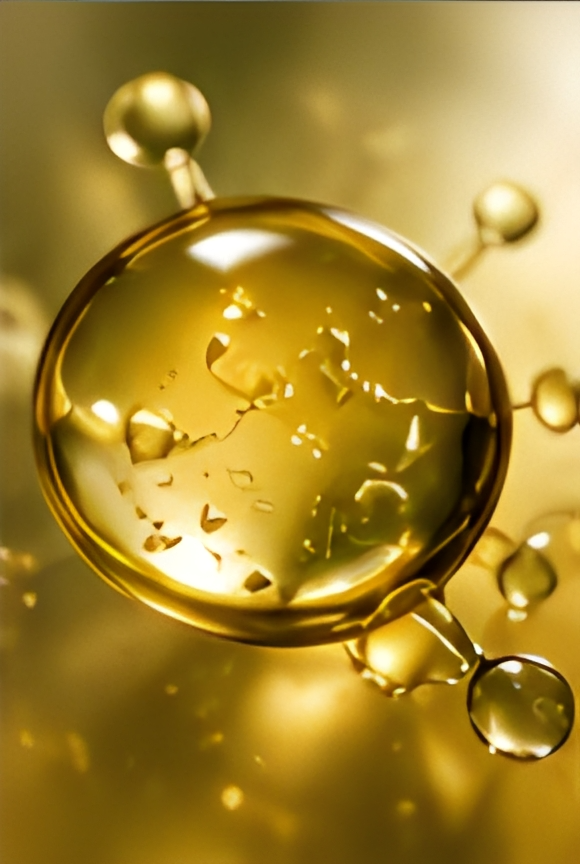 Close-up of golden molecular structure