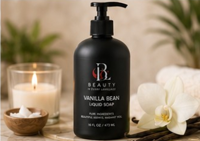Vanilla bean liquid soap with candle