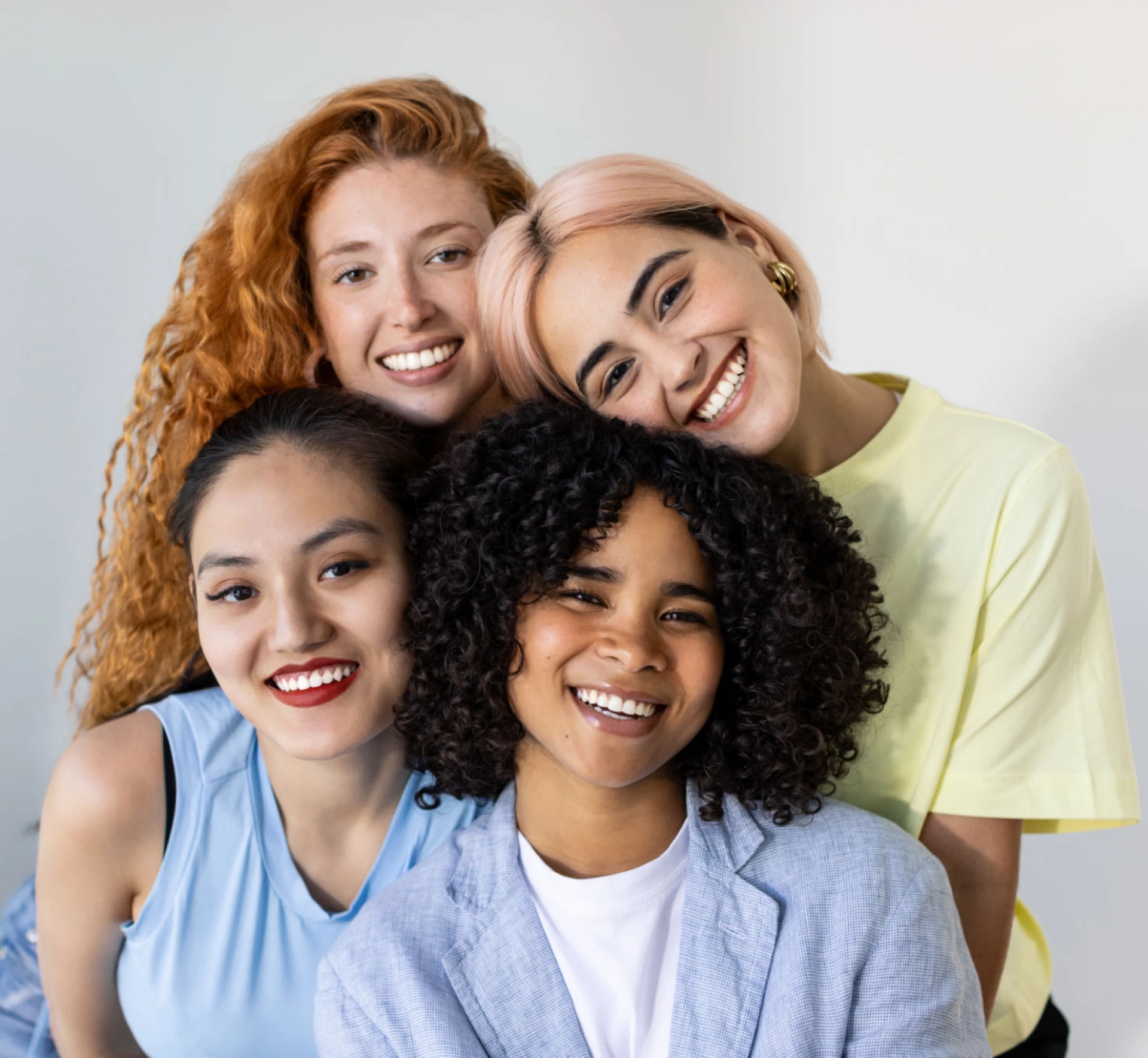 Group of diverse happy women