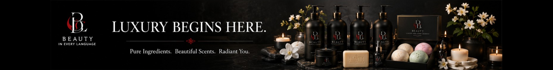 Elegant spa essentials on dark background