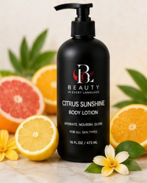 Citrus body lotion with fresh fruits