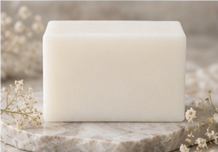 White soap bar on marble surface
