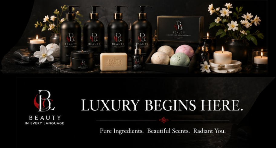 Premium bath items with sophisticated packaging